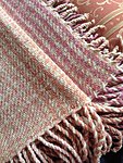 Handwoven wool throw with fringe colored with mushrooms