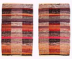 Double-sided handwoven rug, made from recycled textiles