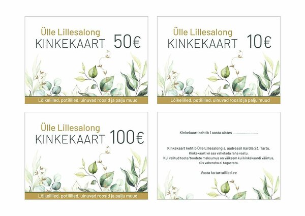 Ülle lillesalong kinkekaart