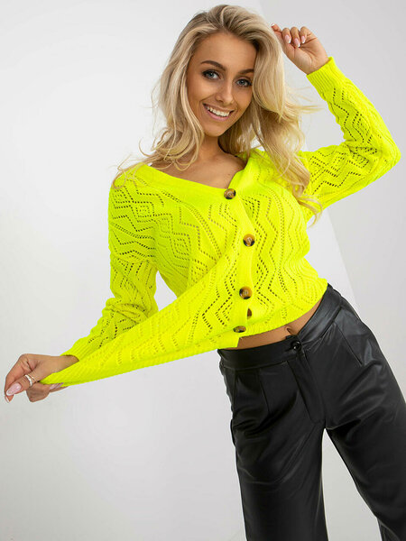 Pol pl fluo zolty rozpinany sweter z dekoltem v gregoire rue paris 377292 1