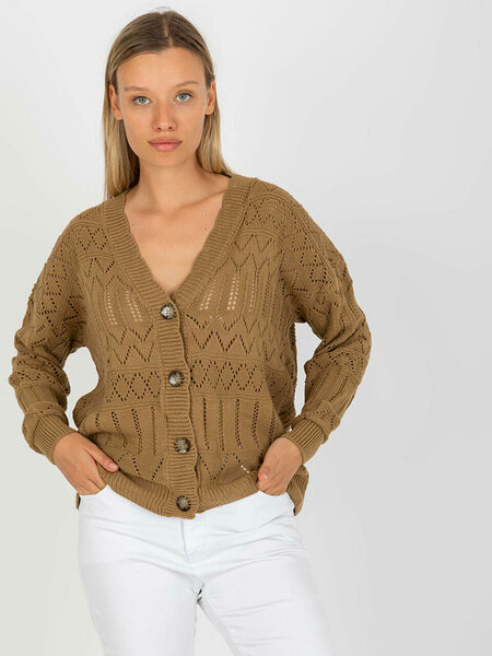 Pol pl hurt ciemnobezowy azurowy sweter letni z guzikami rue paris 389836 4
