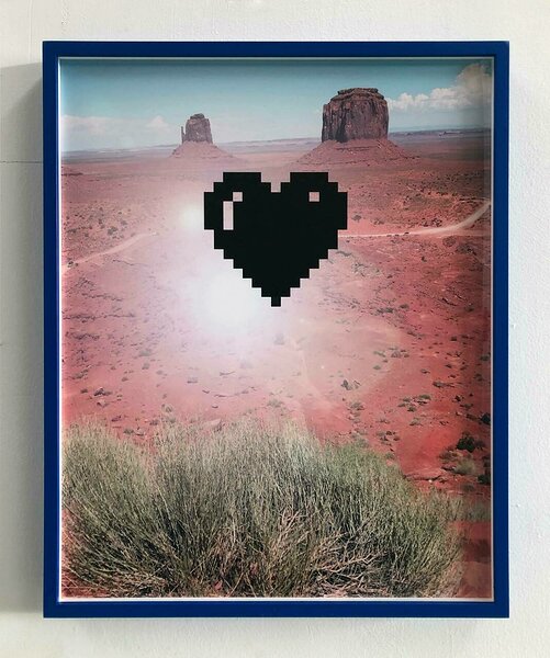 Monument Valley (with Pixel Heart), 2020, archival inkjet print mounted on dibond, custom frame, 20 x 16 inches
