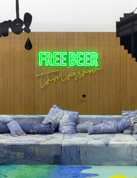 Free Beer Tomorrow, 2019, LED, plexiglas, 36 x 60 x 1.25 inches