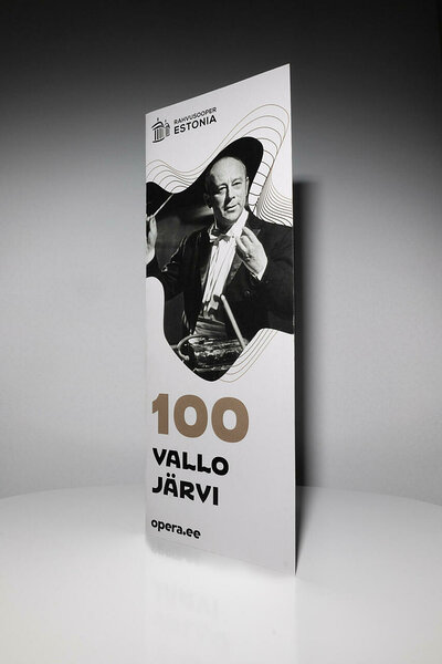 Rahvusooper Estonia &quot;Vallo Järvi 100&quot;voldik (330x297mm), juhendaja Reili Evart, (2023)