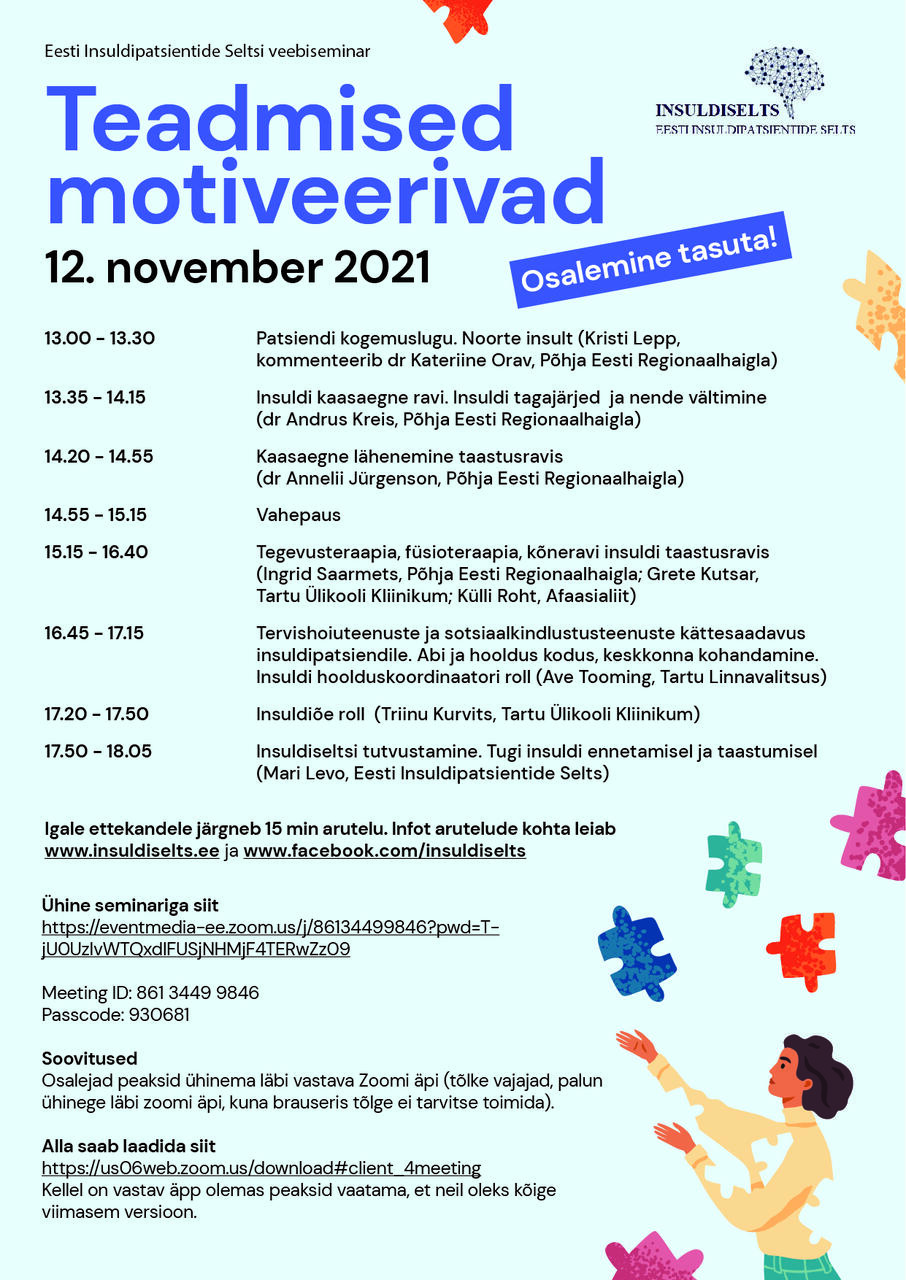 Insuldiseltsi veebiseminar "Teadmised motiveerivad" 12.11.2021 Insuldiseltsi veebiseminar "Teadmised motiveerivad" 12.11.2021