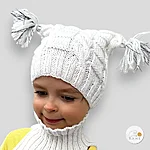 Hand knit white cable reflective kids beanie rahecraft 1