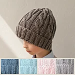 Hand knitted merino wool cable knit beanie kids khaki brown rahecraft colour options