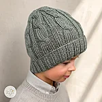 Hand knitted wool blend cable knit beanie kids green rahecraft side view 1