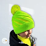 Kids reflective winter hat hand knitted neon green yellow rahecraft