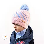 Light blue light pink merino beanie reflective pom rahecraft