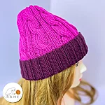 Rahecraft hot pink merino cable knit hat side model