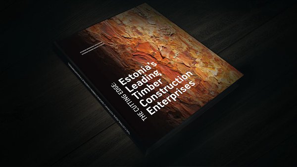 Puitmajatootjate raamat "The Cutting Edge: Estonia’s Leading Timber Construction Enterprises". Illustratsioon: Katri Karing