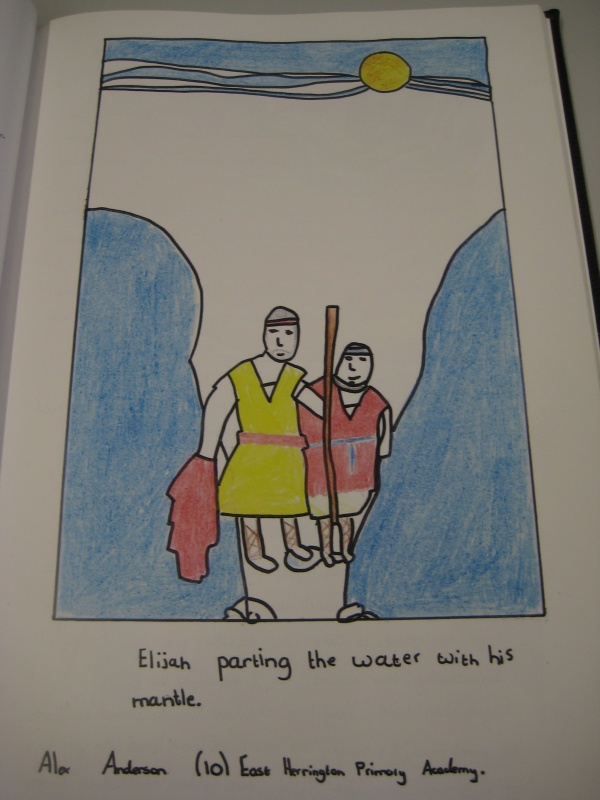 Stiilinäide: Prohvet Eelia läheb kuiva jalaga üle vee.