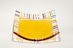 Fused glass plate yellow