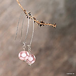 Pink glass bead earrings. Long