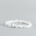 White Multiple-shaped glass bead bracelet. Each bead is unique
