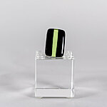 Adjustable Glass ring, black with pastel green stripe 20 EUR