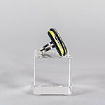 Adjustable Glass ring, purple with yellow stripes 