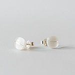 White glass earrings with fiber decoration 12 EUR