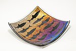 Fused glass plate SPRATS, raynbow