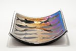 Fused glass plate SPRATS, handmade