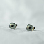 Grey glass earrings with dark square 12 EUR