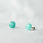 Light turquoise  glass earrings with fiber decoration 12 EUR