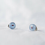 Pale blue glass earrings with dark dots 12 EUR