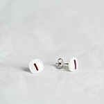 White glass earrings with stripe decoration covered with clear glass, which gives the jewelry a beautiful shine. 