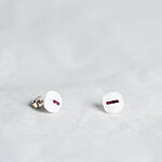 White glass earrings with stripe decoration, 925 sterling silver post