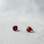 Transparent dark red fused glass earrings 12 eur