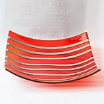 Striped bowl, orange-brown 32 x 32 cm