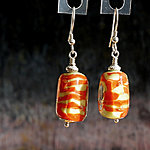 Studio Glass earrings, orange-lime