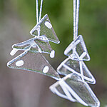 Fused glass christmas trees with white decor