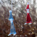Hanging ornaments elf. Blue and red