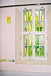 Stained glass window in bathroom. Valev Sein