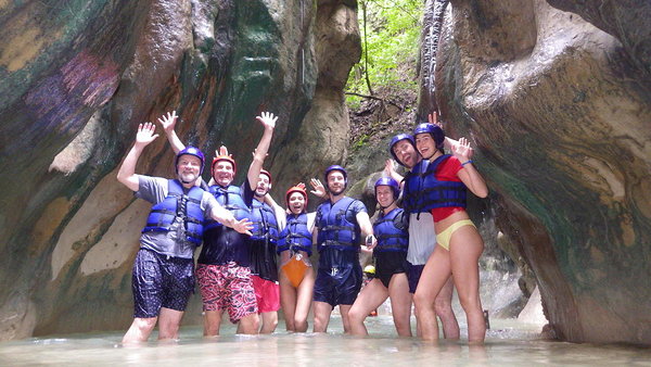 The group near the end of their visit to the  27 Waterfalls of Damajagua
