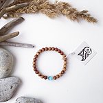Jooga palvehelmestest chakra käevõru &quot;Vishudha&quot;. Sandlipuu, kassisilm, hõbedast helmed. Hind: 15 EUR