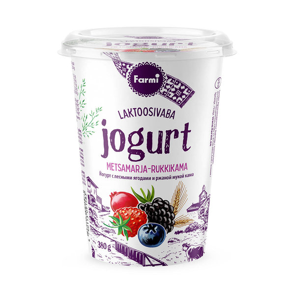 Йогурт с  лесными ягодами и ржаной мукой кама