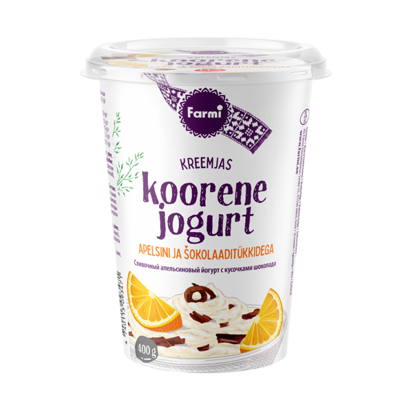 Creamy yoghurt with orange and chocolate