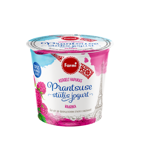 Йогурт во французском стиле с малиной и ревенем