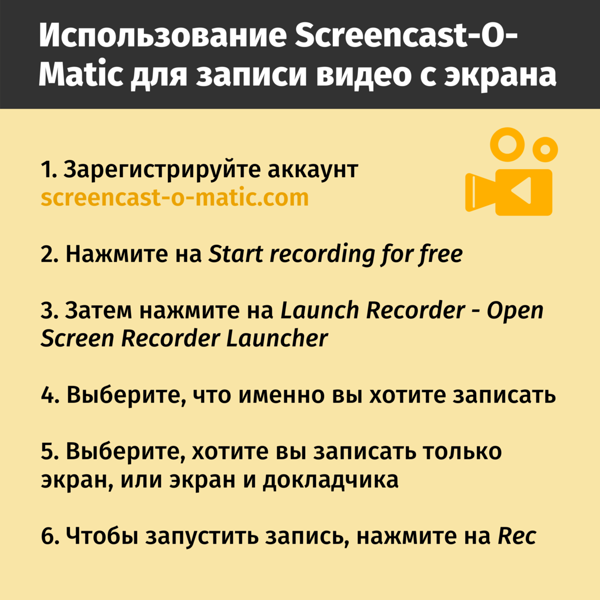 Использование Screencast-O-Matic для записи видео с экрана