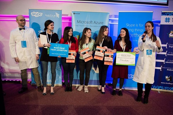 The winners of Skype University Hackathon 2016 - 3Ducation. Photo by Maido Parv