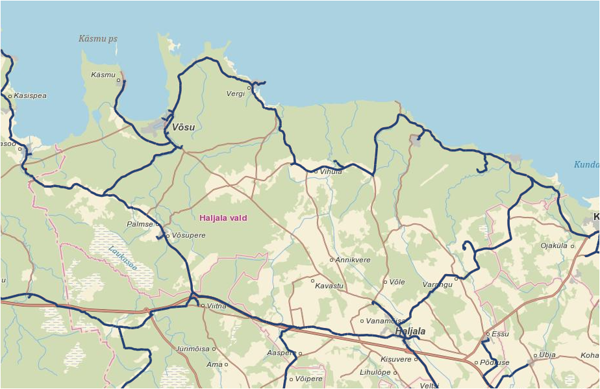Interneri lairiba kaart Haljala valla kohta 2020. aastal
