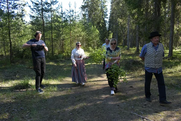Teelt lõikame kaseoksad, et kaunistada kaarikut