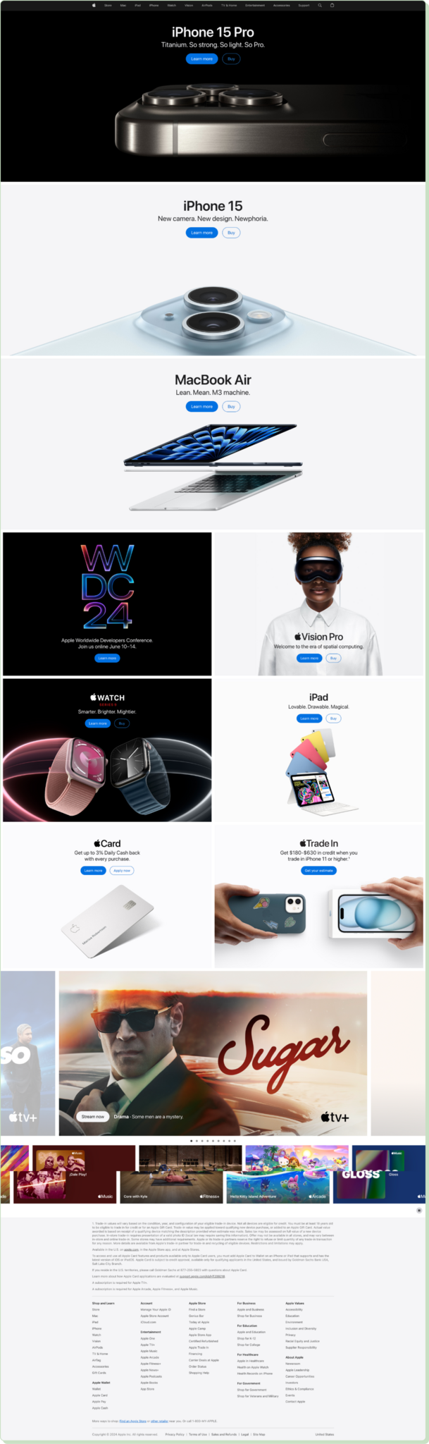 Apple product landing page