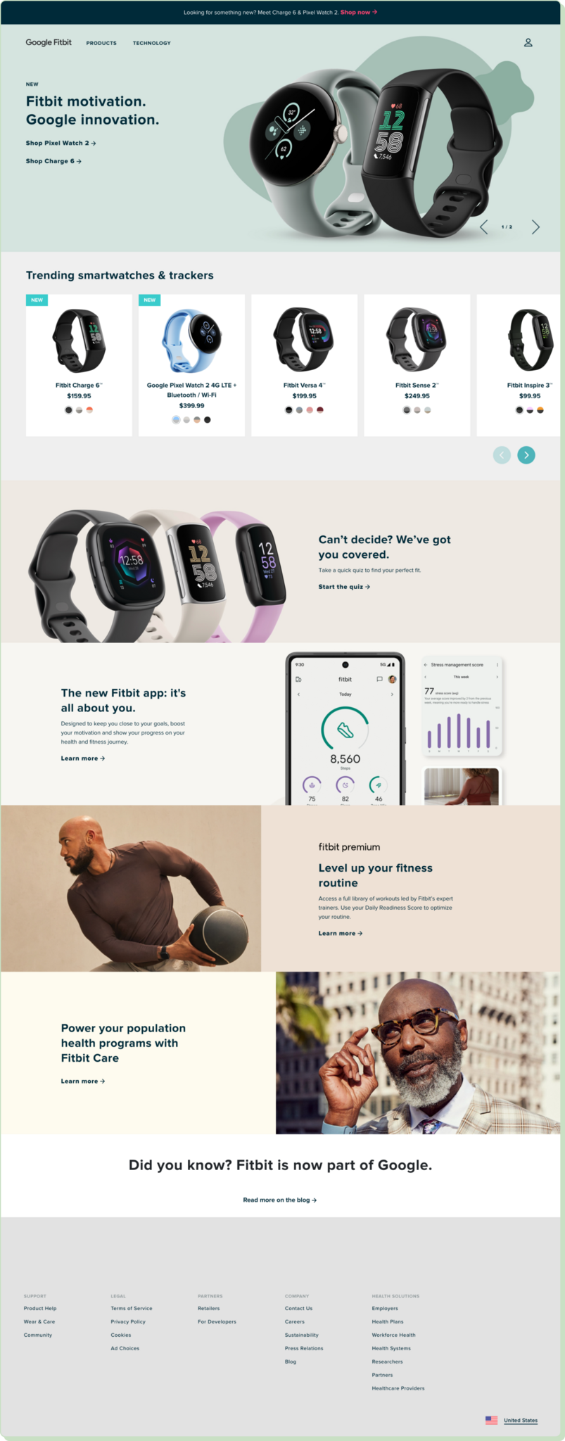 Fitbit product landing page