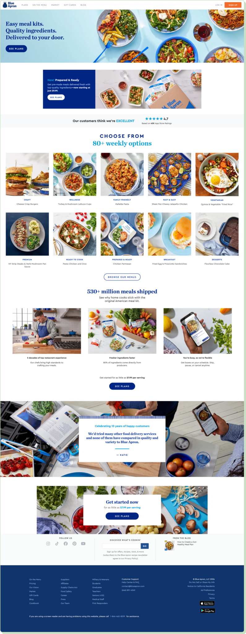 Blue Apron product landing page
