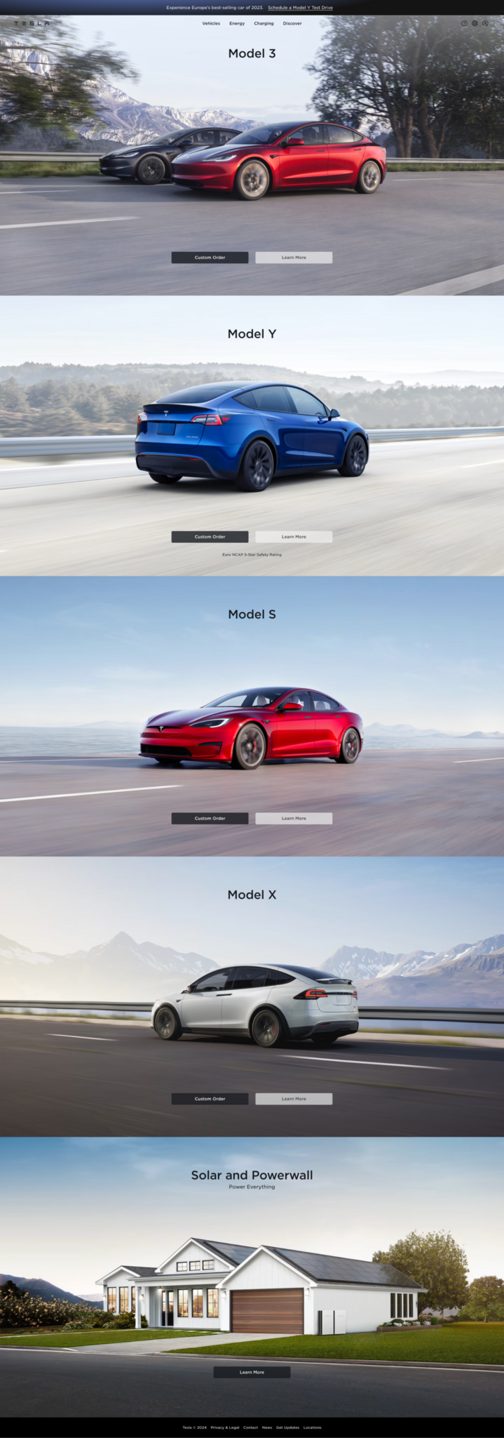 Tesla product landing page