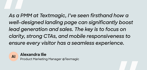 SME quote on what makes a good landing page